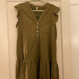 Anthropologie Pilcro Flounced Tunic Dress in Moss, Size M